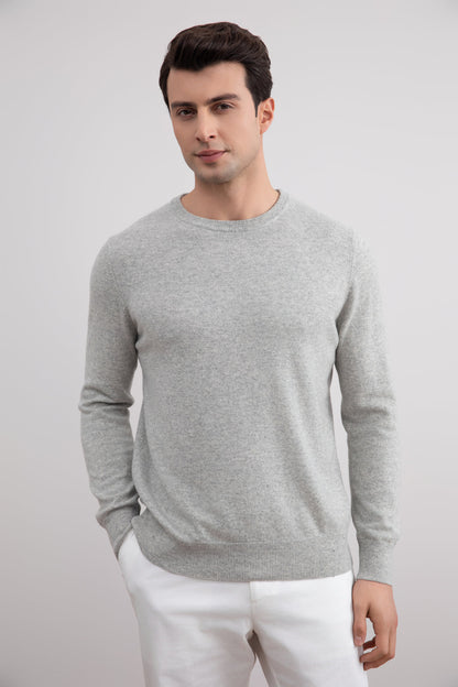 Grey Mélange Lightweight Crewneck Sweater