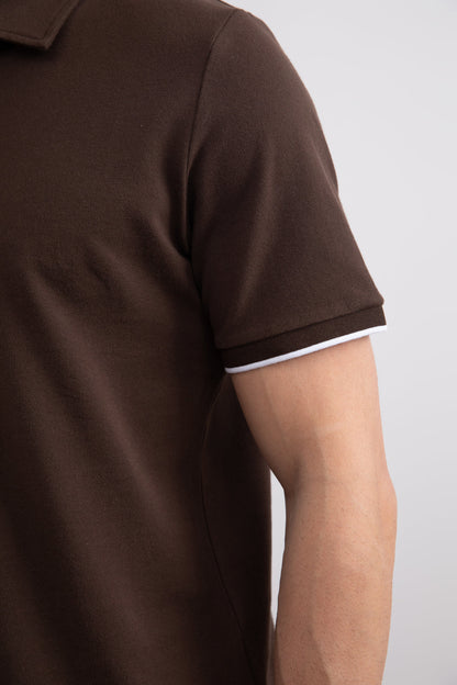 Brown Cruise Open Polo Shirt